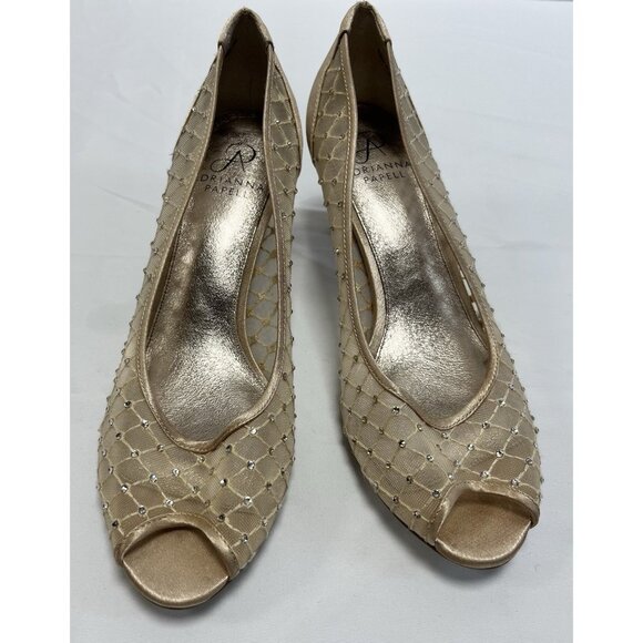 Sexy Women's Size 8 Cream/Sheer/Jewels Peep Toe Pumps 🤩 - Picture 1 of 11